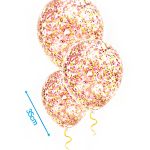 Confetti ballonnen 35cm met roségouden confetti 3st Ballonnen m/confetti rosegoud glitters 3st