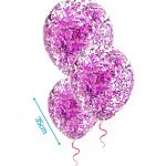 Confetti ballonnen 35cm met donkerroze confetti 3st BALLONNENSET MET ROZE CONFETTI 3X