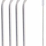 Drinkrietjes eco 5pcs SS/ST Herbruikbare drinkrietjes rvs met schoonmaak borstel 21cm metal straws duurzame rietjes met ragger gebogen rietjes