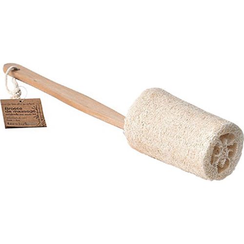 Loofah massage borstel met houten handvat 36cm BODY EXFOLIATING BRUSH IN LOOFAH WITH HOUTEN HEN LE - NATURAL