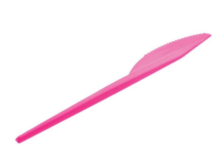 wegwerp one use eenmalig gebruik single use plastic kunsstof feest pink Mes donkerroze 16.5 cm 15st Mes roze 16.5 cm PS 15st