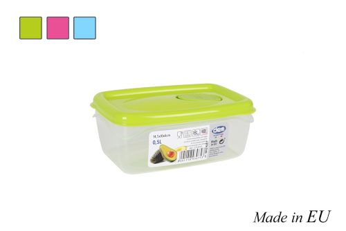 Rechthoekige vershoudbak met magnetron ventiel 500ml HERMETIC 0.5L MICROWAVE CONTAINER RECT.