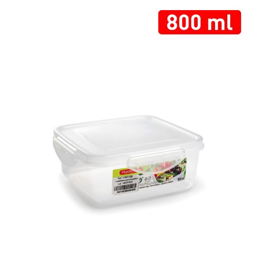 Vershoudbak vierkant met klik deksel 800ml OPBERGTROMMEL CLICK VIERKANT 800 ML TRANSPARANT