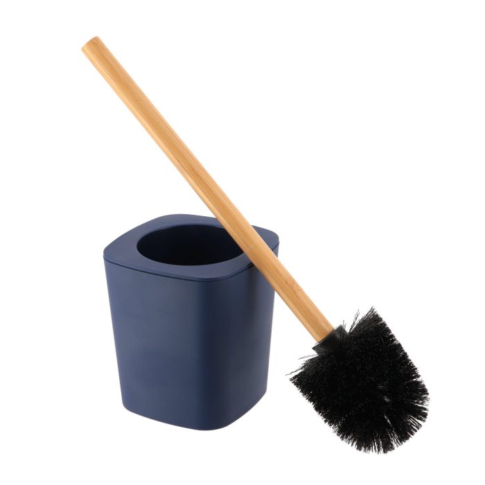 RUBBER TOILET BRUSH + ABS AND BAMBOO STEM - NAVY BLUE