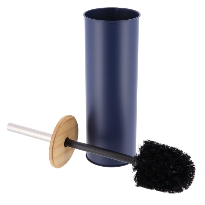 METAL TOILET BRUSH WITH BAMBOO COVER - BLUE