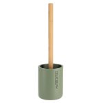 oiletborstel met houder polyresin kakigroen naturel POLYRESIN TOILET BRUSH - KAKI/BAMBOO