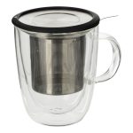 Dubbelwandig theeglas met infuser 300ml thee tea zeef thee mok Dubbelwandig theeglas met filter/infuser 30cl