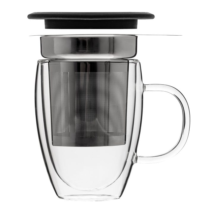 Dubbelwandig theeglas met filter/infuser 30cl