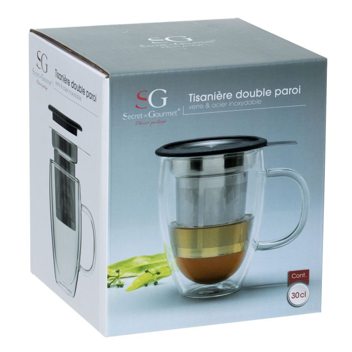 Dubbelwandig theeglas met filter/infuser 30cl