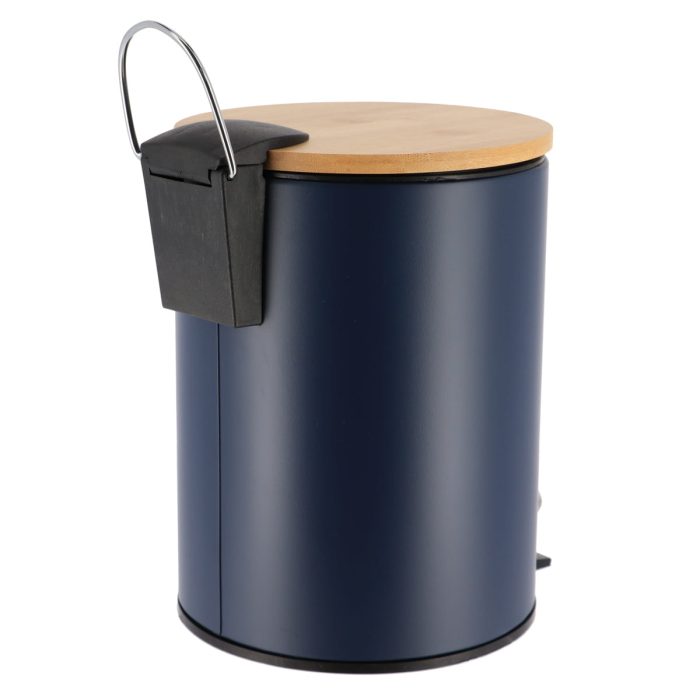 METAL DUSTBIN SOFT CLOSE 2,5L- BLUE / BAMBOO