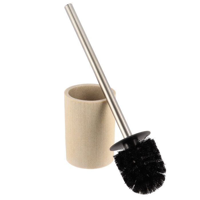 POLYRESIN TOILET BRUSH WITH STRIPES - NATURAL