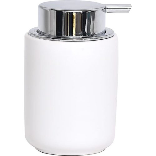 DOLOMITE ROUND SOAP DISPENSER WITH CHROME PUMP - WHITE