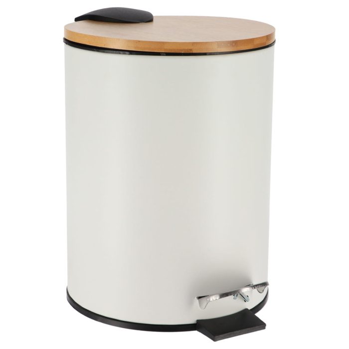 METAL DUSTBIN SOFT CLOSE 2,5L - WHITE / BAMBOO