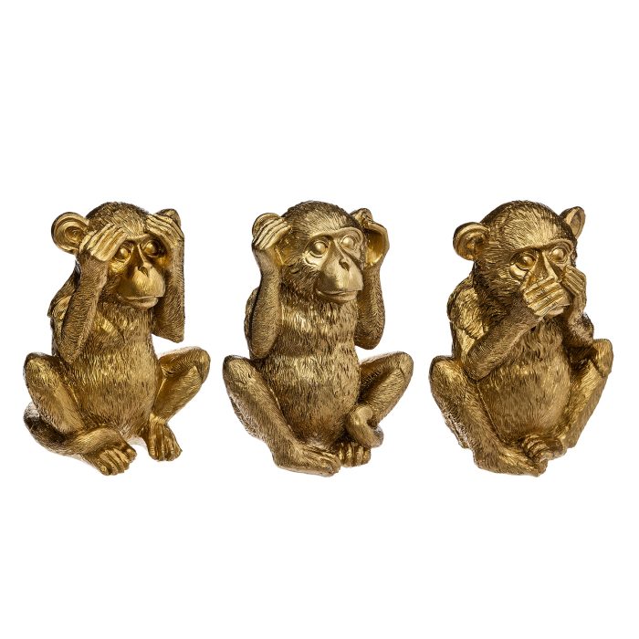 GOLD RESIN MONKEY H17 Zwijgen