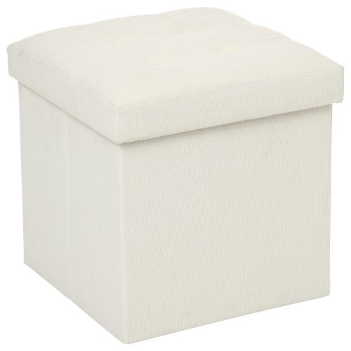 Poef vierkant BEIGE met opbergvak OTTOMAN